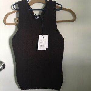 Theory Dark brown Merletto sleeveless shell